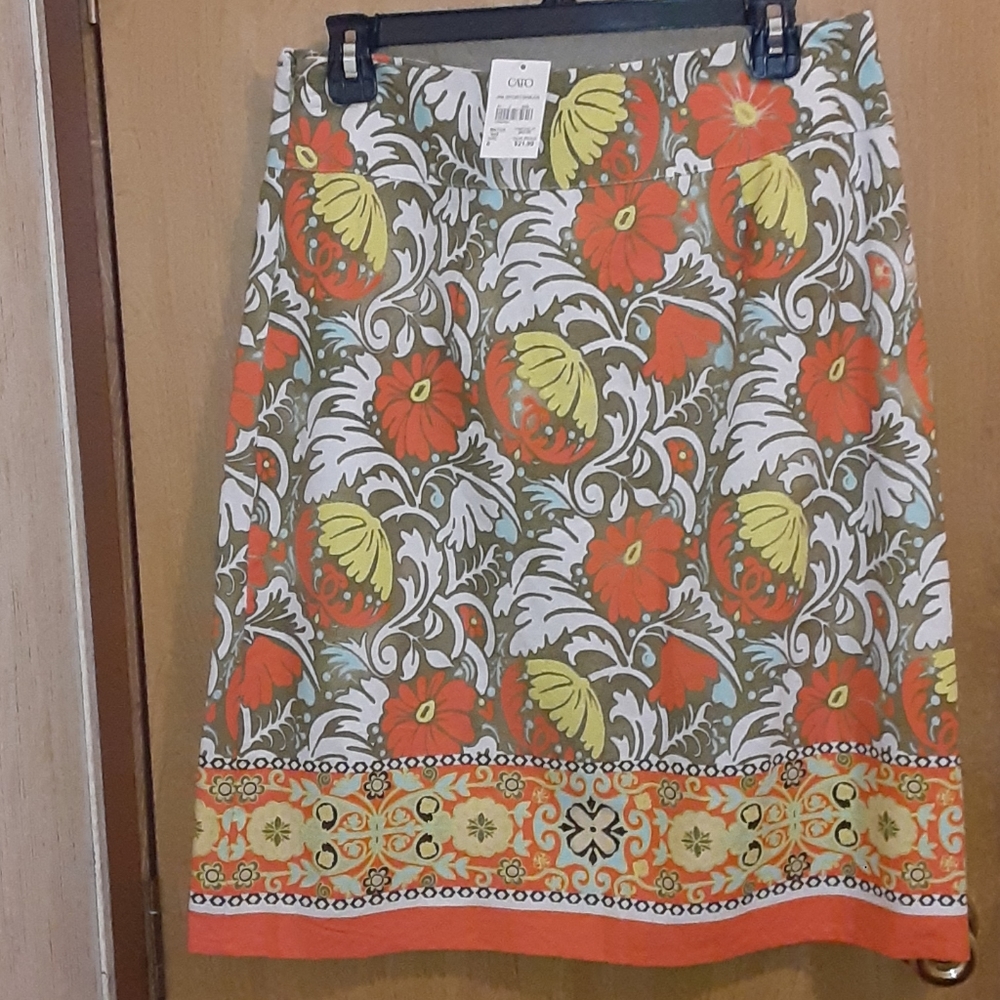 Cato Orange/ Yellow Floral Skirt